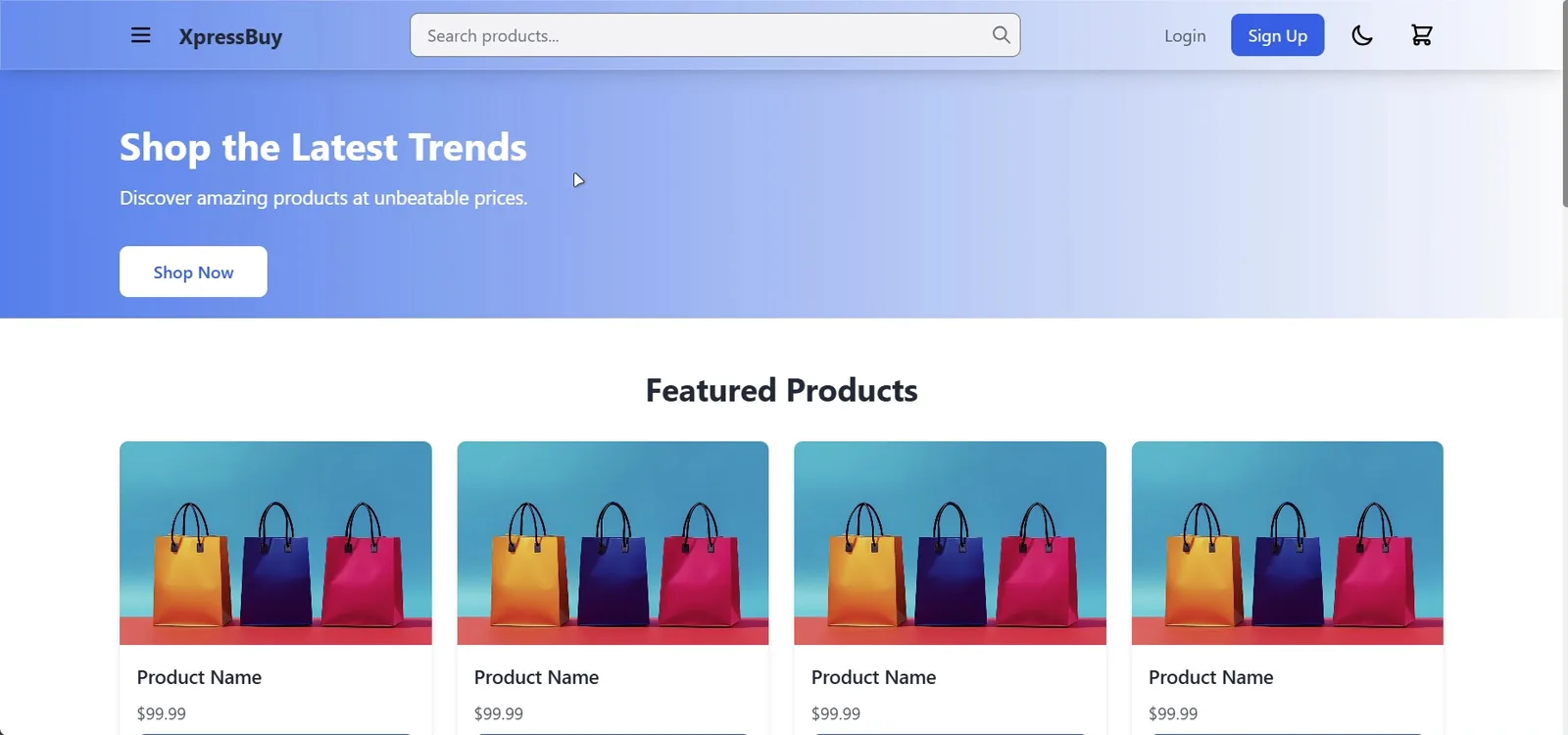 Screenshot of NexaShop — A full e-commerce experience built with React