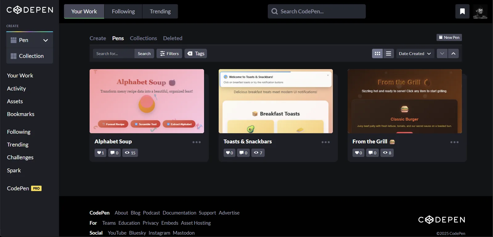 Screenshot of CodePen Challenges — A public lab of front-end experiments